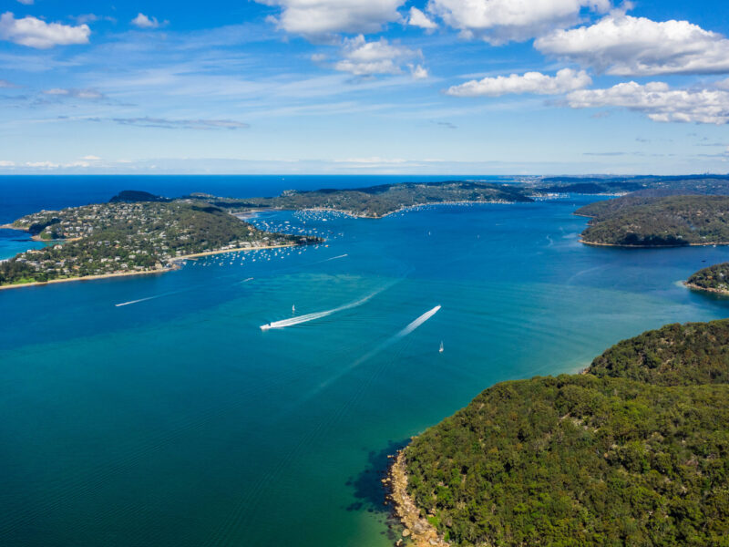 Aerial,View,Of,Barrenjoey,Head,,Palm,Beach,And,Pittwater,,From