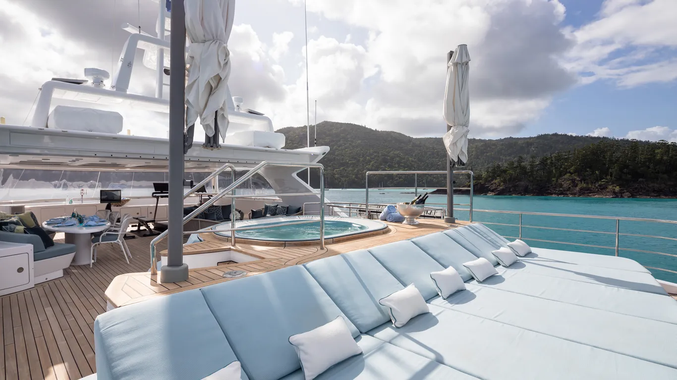Jacuzzi on board charter yacht Mischief in Fiji