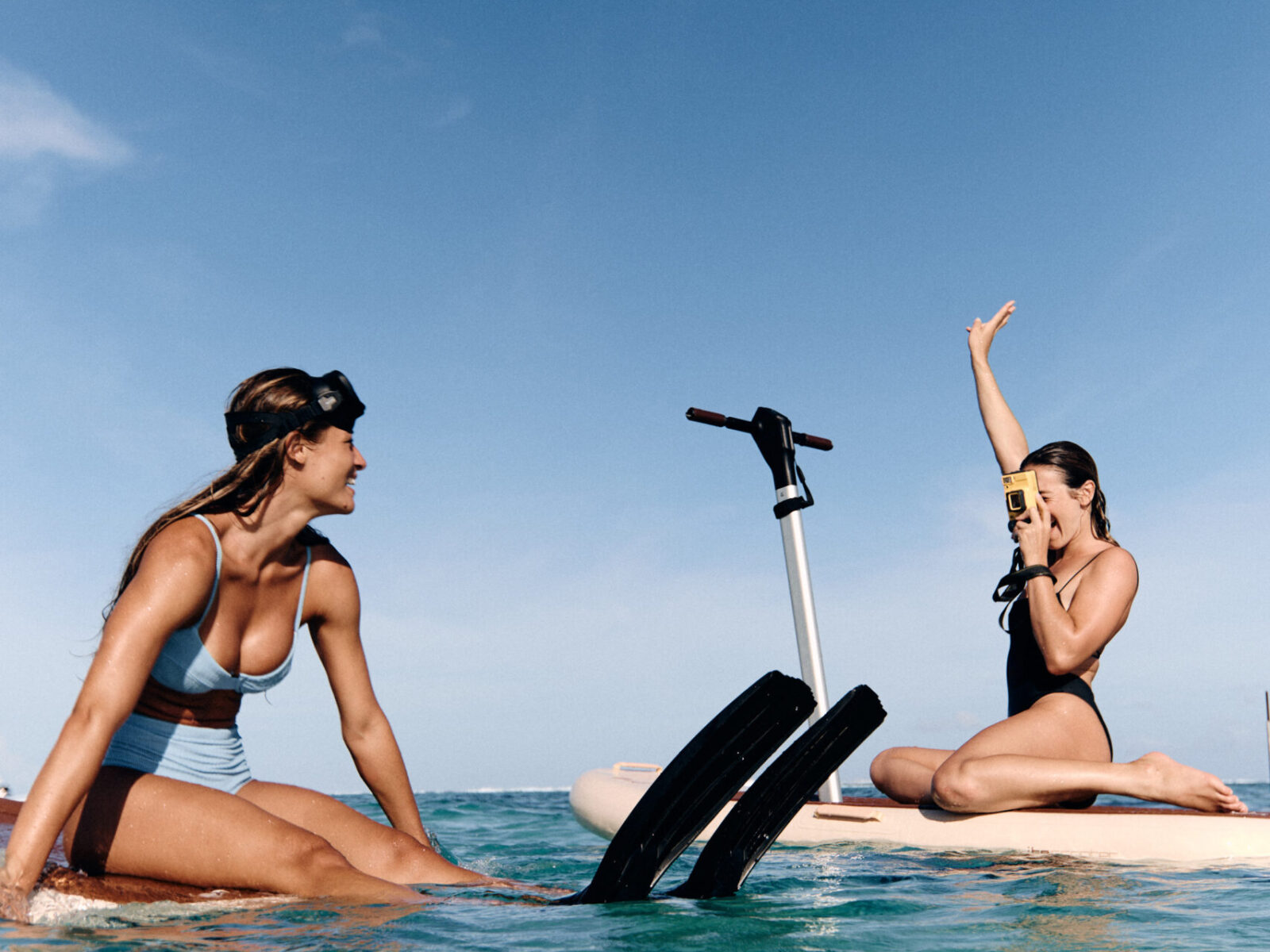 Flitescooter water toys having fun laughing in water