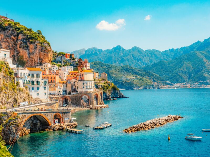 Atrani,Famous,Coastline,In,Southern,Italy,,Vertiginous,Cliffs,Adorned,With