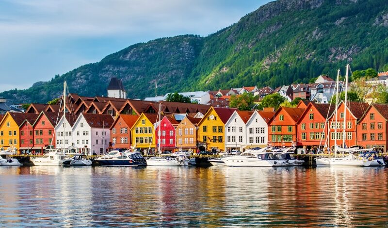 norway fjords yacht charter Bergen houses bryggen on fjord
