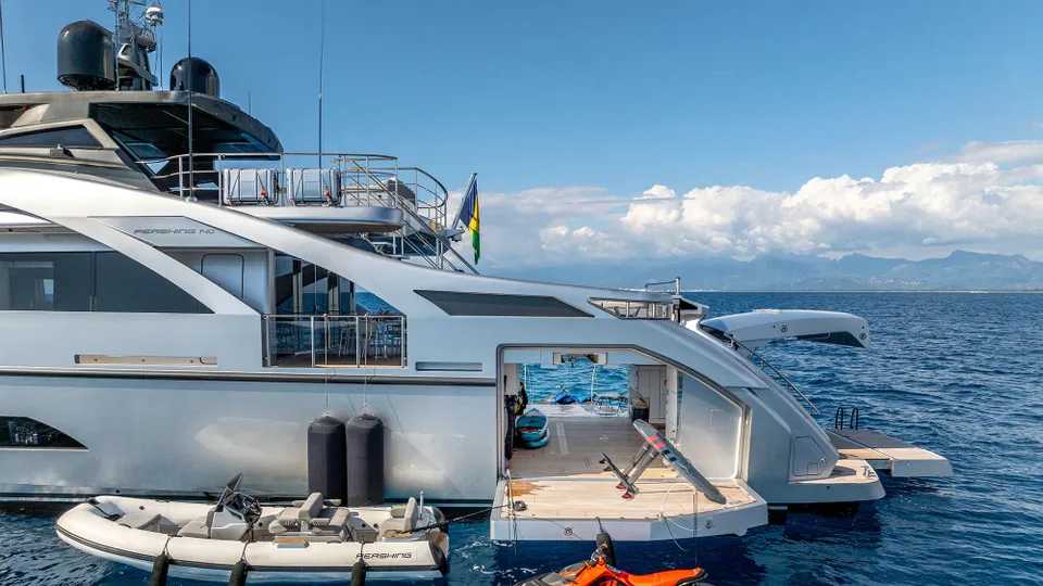 PERSHING M/Y CABO 43M For Charter with toys and swim platform