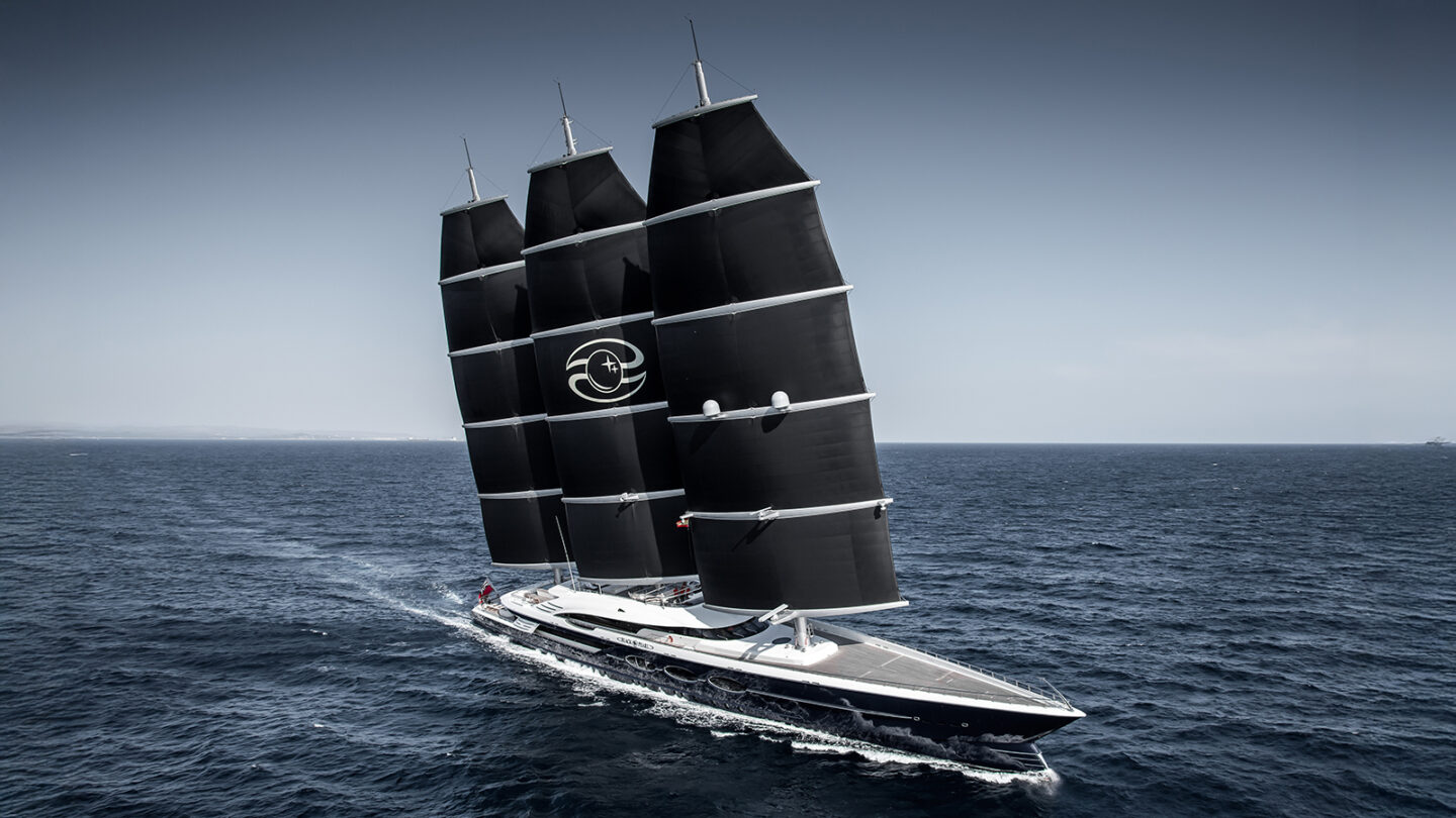 Sustainable yacht charter sailing yacht Black Pearl the largest sailing charter superyacht in the world