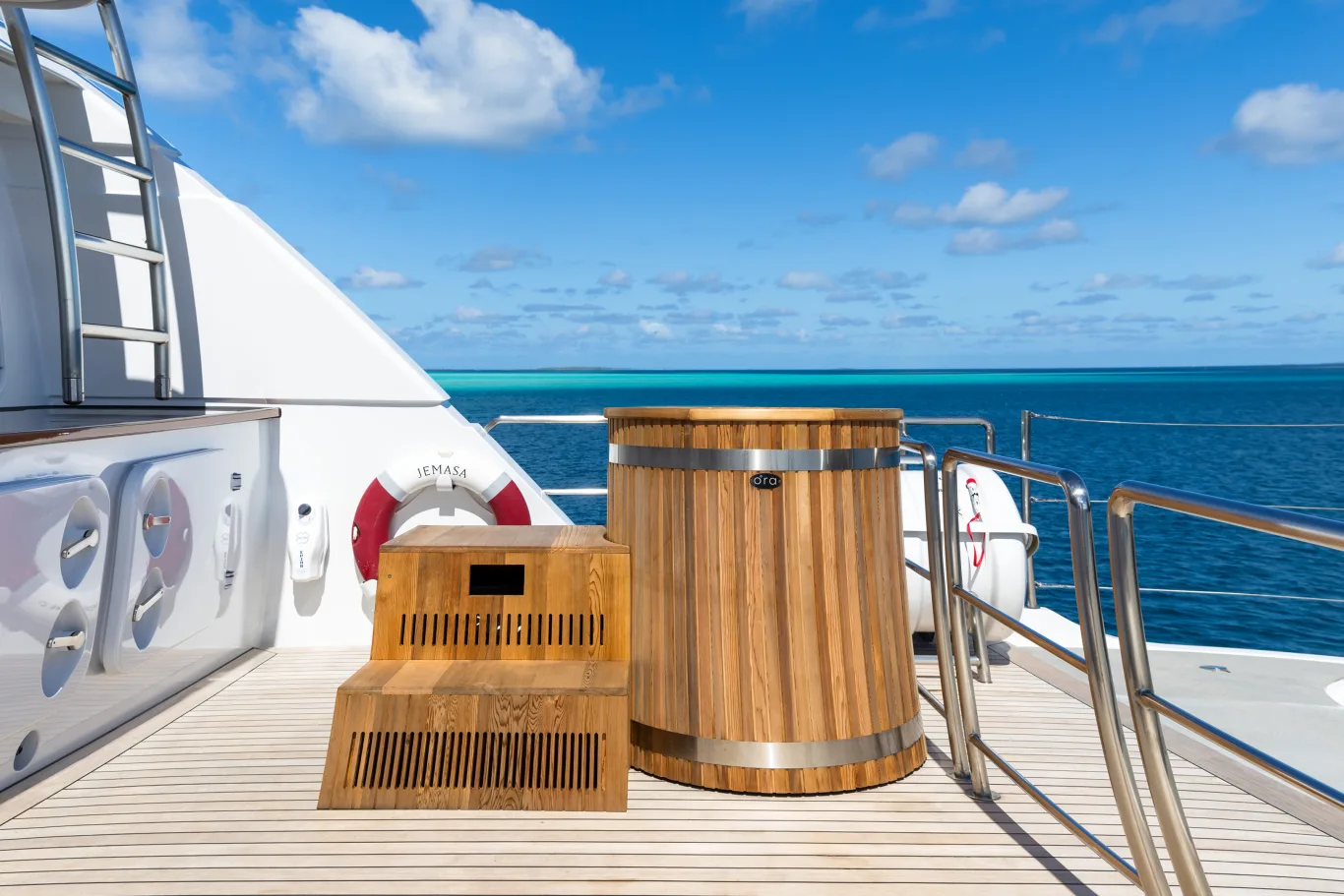 M/Y JEMASA ICE BATH ON DECK WELLNESS YACHT CHARTER