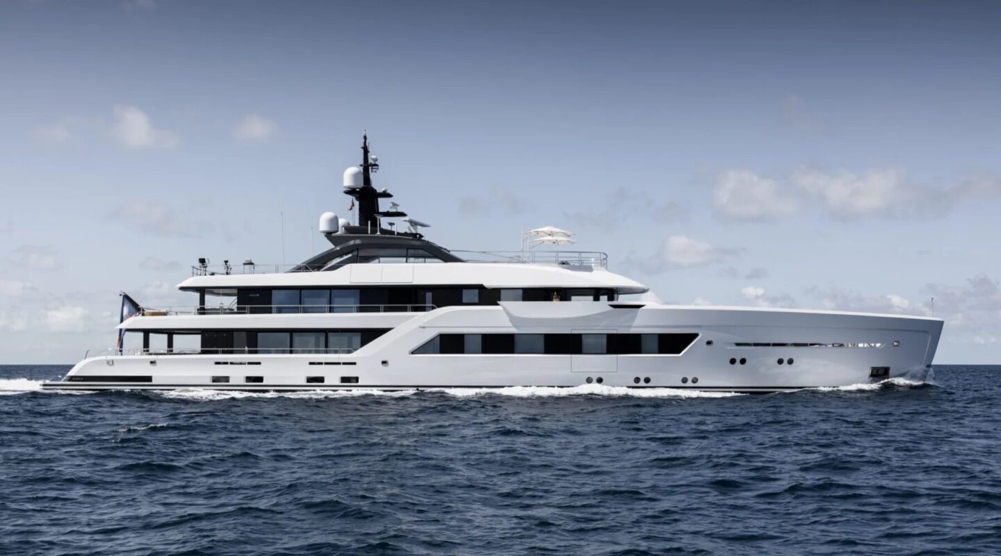Profile shot of 60M Amels superyacht Entourage