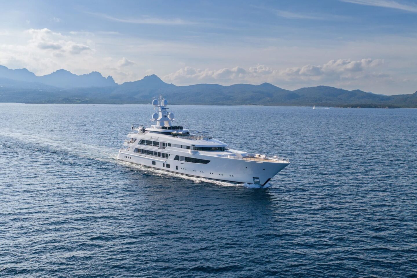 Running shot of 76.5M Feadship superyacht Boardwalk V