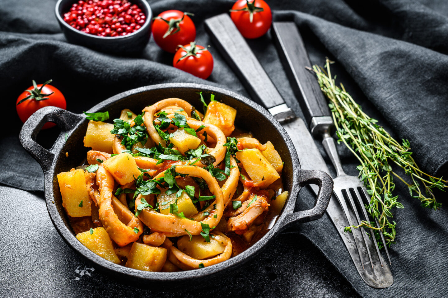 A hearty classic Amalfi Food: Totani e patate