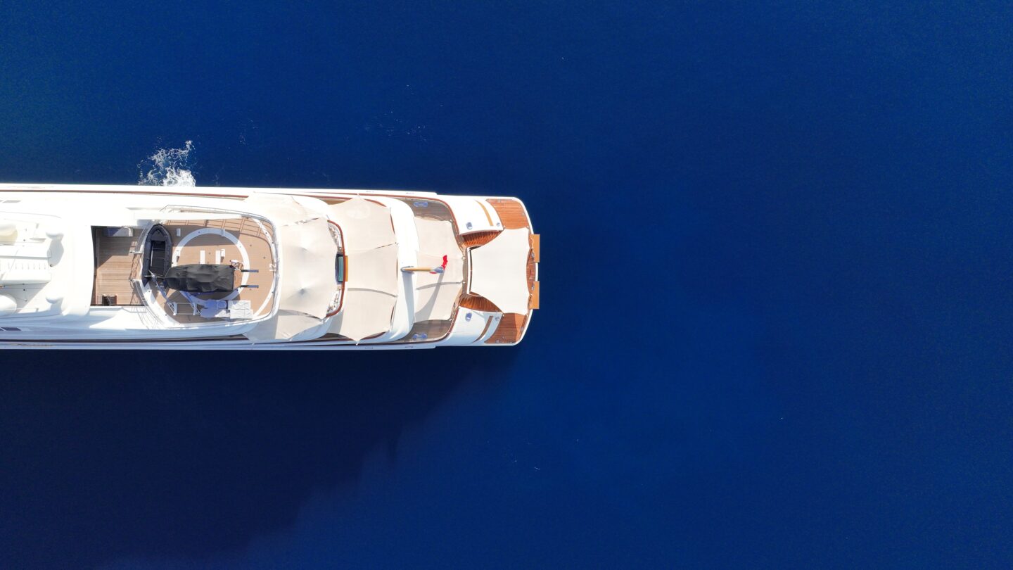 Aerial,Drone,Photo,Of,Latest,Technology,Modern,Mega,Yacht,With